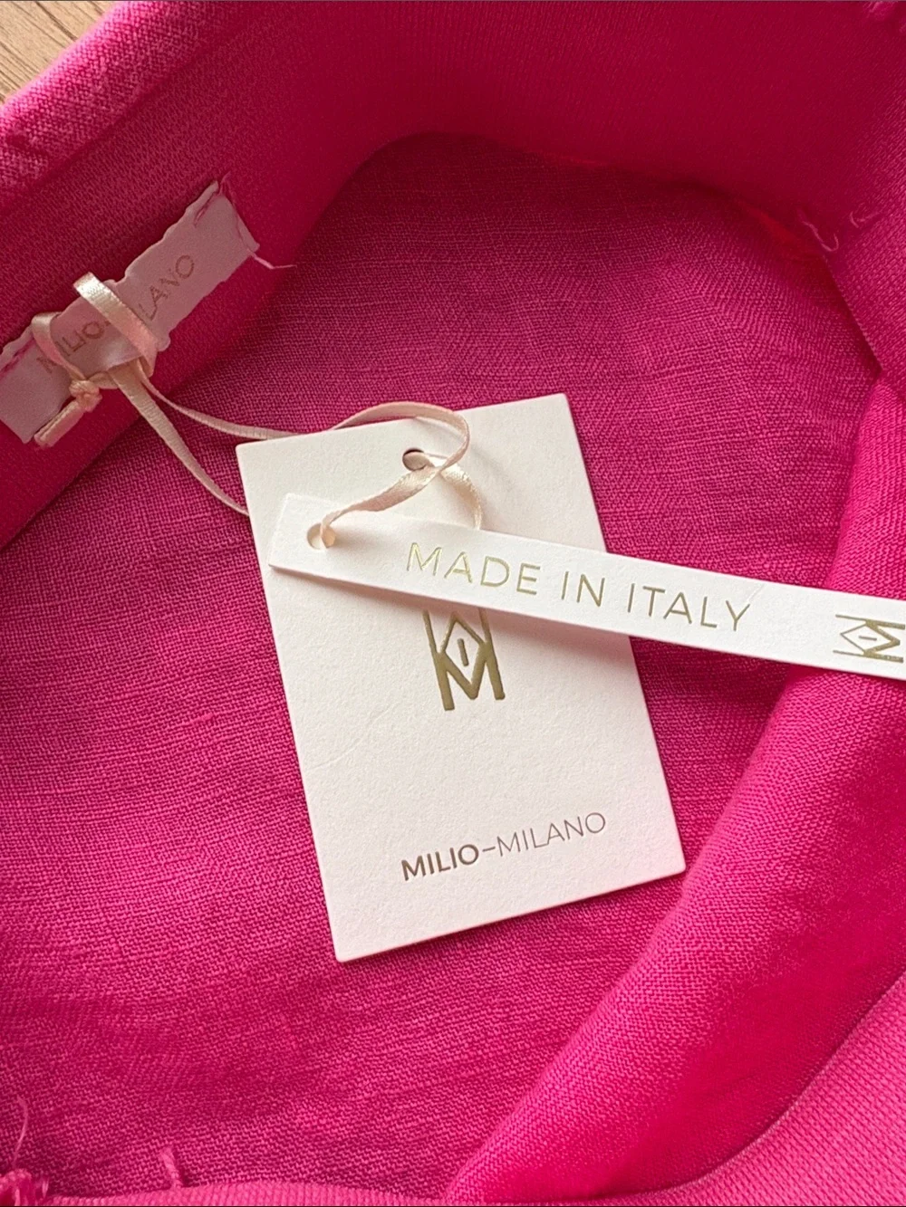 Milio Milano Crinkle 100% Linen A-Line Midi Skirt Fuchsia Pink Made in Italy - Picture 2 of 3